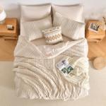 Beige Tufted Queen Comforter Set - 7 Pieces