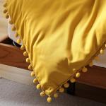 Queen Comforter Set with Ball Pom Fringe - Mustard