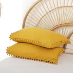 Queen Comforter Set with Ball Pom Fringe - Mustard