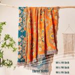 Soft Cotton Boho Throw Blanket - Floral Design
