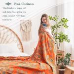 Soft Cotton Boho Throw Blanket - Floral Design