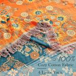 Soft Cotton Boho Throw Blanket - Floral Design