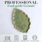 Green Leaf Ceramic Spoon Rest for Kitchen