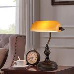 Vintage Banker Desk Lamp with USB Port