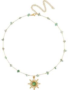 Boho Sun Choker Necklace with Natural Crystals