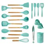 18-Piece Silicone Cooking Utensils Set in Teal