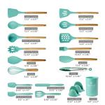 18-Piece Silicone Cooking Utensils Set in Teal