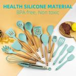 18-Piece Silicone Cooking Utensils Set in Teal