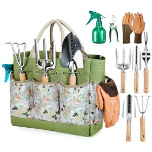 9-Piece Heavy Duty Gardening Tool Set with Organizer