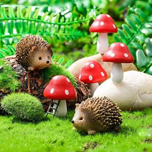 Hedgehog and Mushroom Garden Decor Set, 6 Pieces