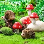 Hedgehog and Mushroom Garden Decor Set, 6 Pieces