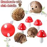 Hedgehog and Mushroom Garden Decor Set, 6 Pieces
