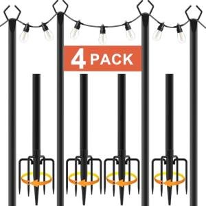 10Ft Outdoor String Light Poles - 4 Pack