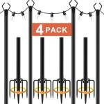 10Ft Outdoor String Light Poles - 4 Pack