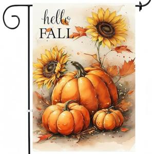 Autumn Double-Sided Garden Flags with Sunflowers & Pumpkins