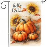 Autumn Double-Sided Garden Flags with Sunflowers & Pumpkins