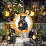 Solar Loving Bear Garden Statue with Lights
