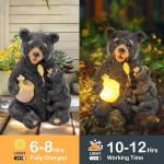 Solar Loving Bear Garden Statue with Lights