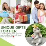 Solar Garden Rabbit Statues with LED Light