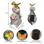 Solar Garden Rabbit Statues with LED Light