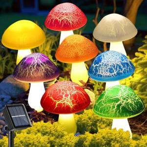Solar Mushroom Stake Lights for Garden Decor