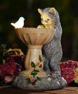 Nacome Cat Birdbath Garden Decor for Outdoor Spaces