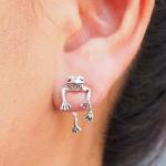 Cute Silver Frog Earrings for Fun Unique Gifts