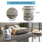 Collapsible Tree Stump Laundry Basket with Rope Handles