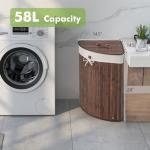 Giantex Bamboo Corner Laundry Hamper with Lid