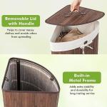 Giantex Bamboo Corner Laundry Hamper with Lid
