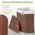 Giantex Bamboo Corner Laundry Hamper with Lid