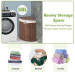 Giantex Bamboo Corner Laundry Hamper with Lid
