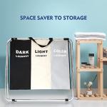 3-Section Collapsible Laundry Basket Sorter in Black