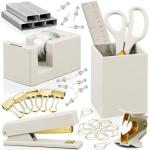 Stylish Desk Organizer Set with Gold Accents