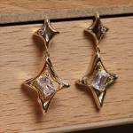 Sparkly Gold Star Dangle Earrings for Women
