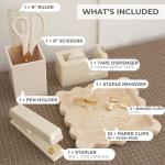 Stylish Desk Organizer Set with Gold Accents