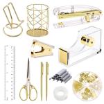 Gold Desk Accessories Set with Stapler and More