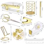 Gold Desk Accessories Set with Stapler and More