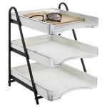 Vintage White Wood Letter Tray with Metal Stand