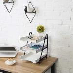 Vintage White Wood Letter Tray with Metal Stand