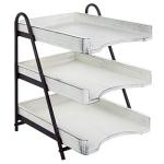 Vintage White Wood Letter Tray with Metal Stand