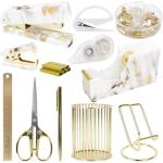 Gold Marble Desk Decor Set - 13 Cute Accessories