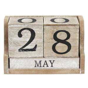 Rustic Wooden Block Calendar for Desk Decor
