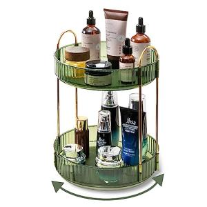 360 Rotating Makeup Organizer - 2 Tier Green