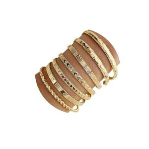 14k Gold Plated Layered Bangle Bracelet Set