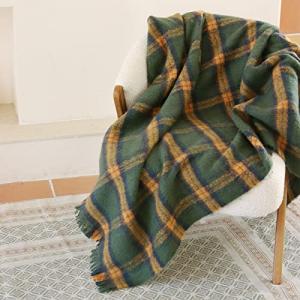 ZonLi Green Plaid Cozy Throw Blanket 50'' x 60