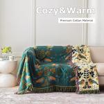 Cozy Boho Cotton Throw Blanket with Floral Design