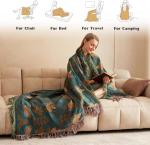 Cozy Boho Cotton Throw Blanket with Floral Design