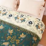 Cozy Boho Cotton Throw Blanket with Floral Design