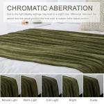 Chenille Throw Blanket with Fringe Tassels, Olive Green